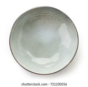 Empty Grey Bowl Isolated On White Background, Top View