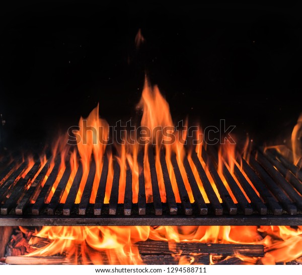 Empty Grill Grate Tongues Fire Flame Stock Photo Edit Now 1294588711