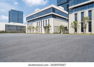 empty ground with modern building