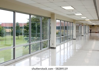 Empty hall with lots of windows
