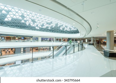 Empty Hallway And Abstract Ceiling In Shopping Mall