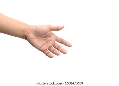 Empty hand holding isolated on the white background. - Shutterstock ID 1608470689