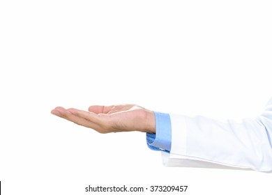 Empty Hand Of Male Doctor, Isolated On White Background