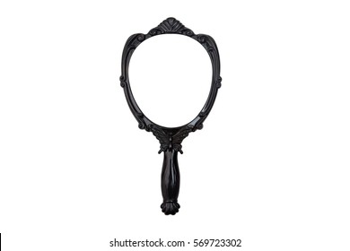 Empty Hand Mirror On White Backgrounds, Isolated