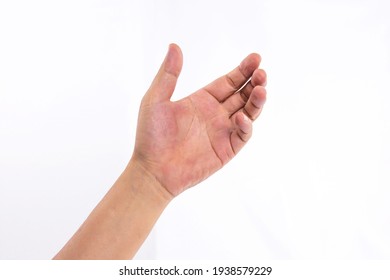 Empty Hand showing gestures holding the smartphone,  bottle, holding hands, holding things, or something isolated on white background.