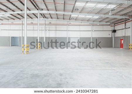 Empty hangar interior. Industrial facility