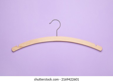 Empty Hanger On Lilac Background, Top View