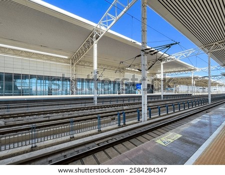 Empty high speed train station platform