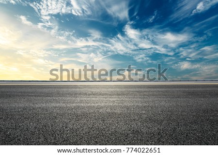 Empty highway asphalt road and beautiful sky sunset landscape