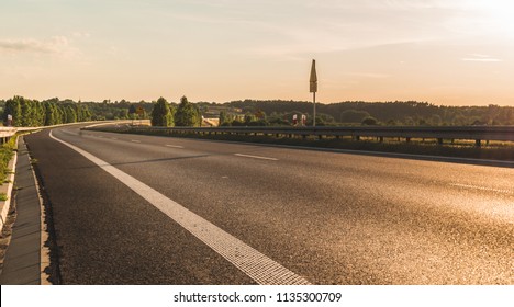 Empty Highway During Sunset, Low Angle View