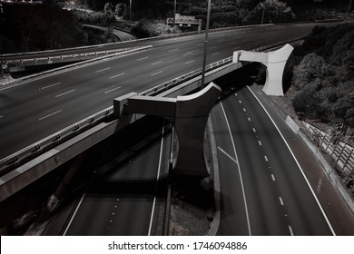 Empty Highway Motorway Road Lanes Covid-19 Coronavirus Abandoned Roads City Cityscape Spaghetti Junction Auckland New Zealand