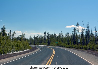 Empty Highway Near Mount Bachelor, Oregon