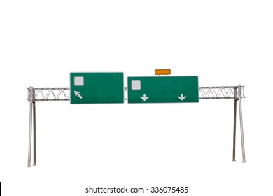 Empty Highway Sign Isolated On White Background ,with Clipping Path