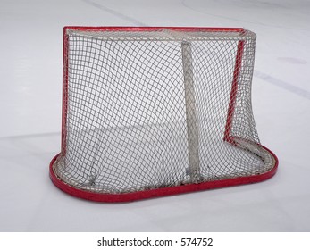 Empty Hockey Net On Ice