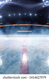 Empty Hockey Rink Sport Arena  Ice And Light