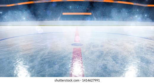 empty Hockey rink sport arena  ice and light