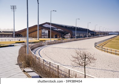 Empty Horse Race Track For Animals And Jockey - Sport Competition Concept Photo