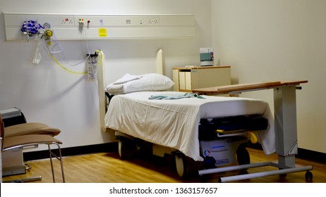 Empty hospital bed in ward, Edinburgh city Scotland. UK. April 2019
