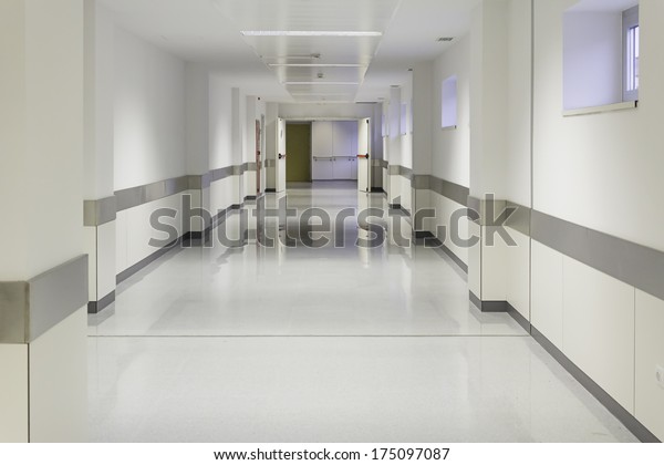 Empty Hospital Hall White Walls Medicine Stock Photo (Edit Now) 175097087