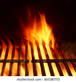 Empty Hot Charcoal Barbecue Grill With Bright Flame Isolated On Black, Frame Square Background Texture. Party, Picnic, Braai, Cookout Concept - Shutterstock ID 365180753