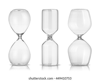 Empty hourglasses isolated on white background - Shutterstock ID 449410753