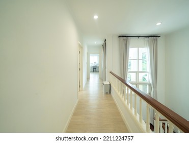 Empty House, Apartment Corridor Hall Way In Building, Modern Interior Design Decoration Room. Walkway