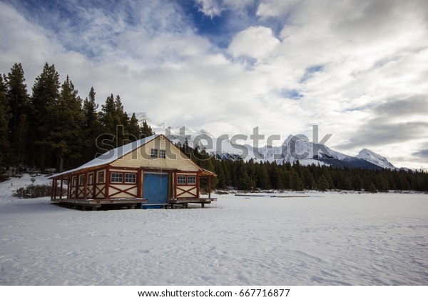 Empty Hut Boat Dock On Winter Stock Photo Edit Now 667716877