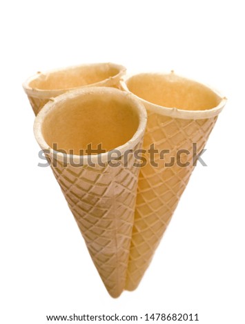 Empty ice cream cone isolated on white