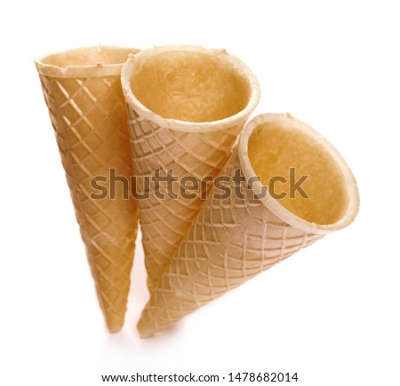 Empty ice cream cone isolated on white