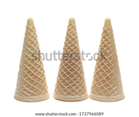 Empty ice cream cones isolated on white background