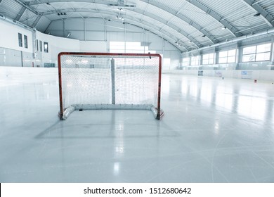 Empty Ice Hockey Net On Ring