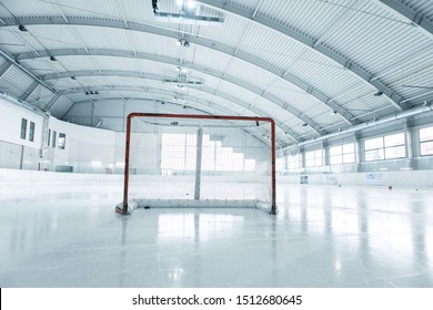 Empty Ice Hockey Net On Ring