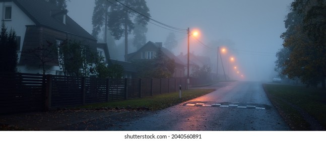 Empty Illuminated Country Asphalt Road Through Stock Photo 2040560891 ...