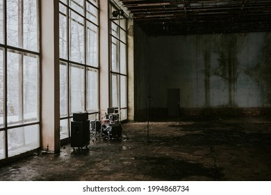 Empty Industrial Building Setup For A Music Video Shoot