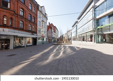 Empty inner city of Minden, North Rhine-Westphalia, Germany during the corona pandemic on March 22, 2020