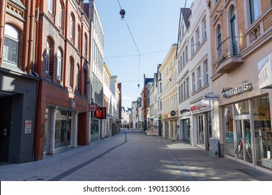 Empty inner city of Minden, North Rhine-Westphalia, Germany during the corona pandemic on March 22, 2020