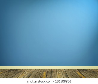 Empty Interior With A Blue Wall 