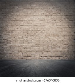 empty interior with brick wall