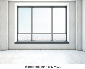 Empty interior with large window