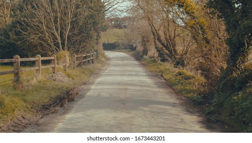 Empty Irish Country Road With Trees