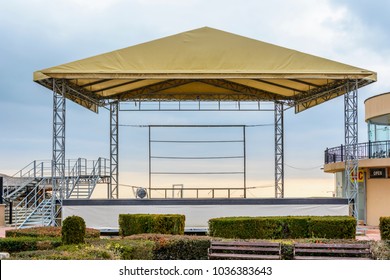 Empty Iron Stage Winter Time On The Beach