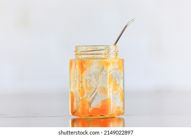 Empty Jar Apricot Jam Peaches Open Sweet Breakfast