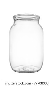 Empty Jar Of Pickle On White Background