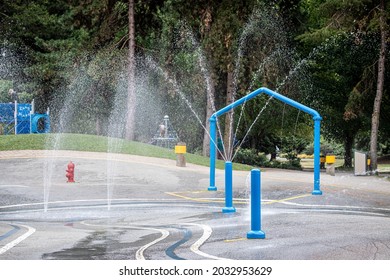 Empty Kids Splash Pad In A Local Park