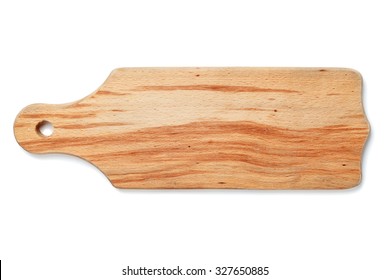 Empty Kitchen Cutting Board With Space For Text On White Background, Top View