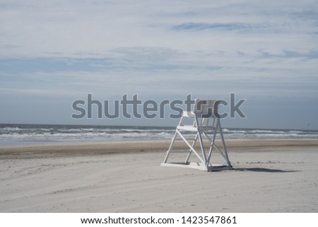 Empty lifeguard chair, early morning, Avalon, New Jersey, summer vacation.