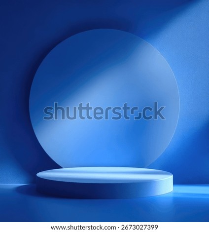 Empty light blue podium, circular shape