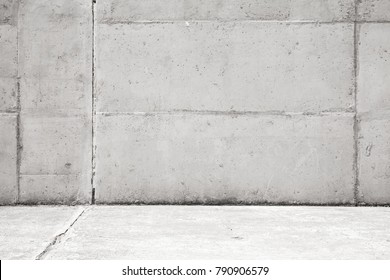 Empty Light Gray Concrete Interior Background, Wall And Floor