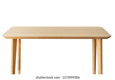 Empty Light Wooden Table Top Isolated On White Background