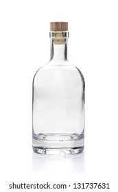 empty liquor bottle on a white background